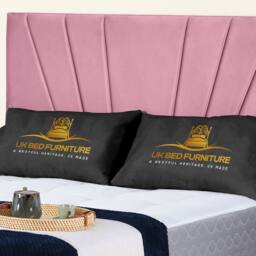 UK Bed Furniture Sunrise Slatted Base Upholstered Bed with 48 Inch Headboard in Pink - Size: Single - thumbnail 2