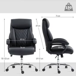 EONLION Black Office Chair with Spring Padding - Size: 100 cm - thumbnail 2