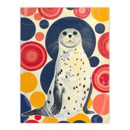 "Artery8 Seal Standing Portrait Colourful Circles Fun Cute Wall Art Print - Size: W24"" x H32""" - thumbnail 1