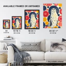 "Artery8 Seal Standing Portrait Colourful Circles Fun Cute Wall Art Print - Size: W24"" x H32""" - thumbnail 3