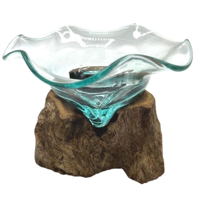 KDMD Molton Glass Fancy Sweet Bowl on Wood in Brown - image 1