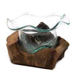KDMD Molton Glass Fancy Sweet Bowl on Wood in Brown - thumbnail 3