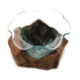 KDMD Molton Glass Fancy Sweet Bowl on Wood in Brown - thumbnail 4