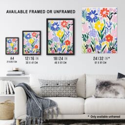 "Artery8 Simple Henri Matisse Style Flowers In The Meadow Acrylic Painting Extra Large XL Unframed Wall Art Poster Print - Size: W24"" x H32""" - thumbnail 3