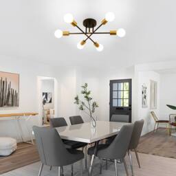 COMELY Sputnik Ceiling Light, 6 Lights E27 Vintage Black & Gold Flush Mount - thumbnail 4