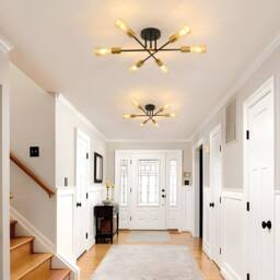 COMELY Sputnik Ceiling Light, 6 Lights E27 Vintage Black & Gold Flush Mount - thumbnail 3