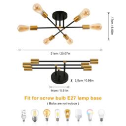 COMELY Sputnik Ceiling Light, 6 Lights E27 Vintage Black & Gold Flush Mount - thumbnail 7