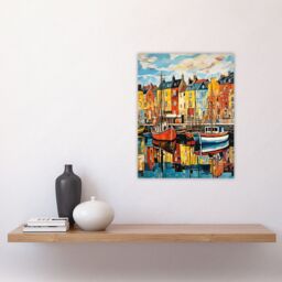 "Artery8 Harbour Boats Edinburgh Port Of Leith Scotland 1963 Vibrant Painting Unframed Wall Art Print Poster Home Decor Premium - Size: W12"" x H16""" - thumbnail 4