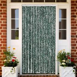 Berkfield Home Insect Curtain Green & White 90x220 cm Chenille - thumbnail 1