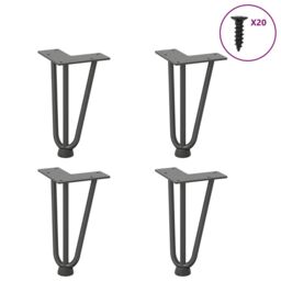 Berkfield Home Hairpin Table Legs 4 pcs Anthracite 20 cm Solid Steel in Black