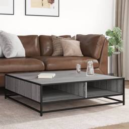 Berkfield Home Coffee Table Grey Sonoma 100x100x30 cm Engineered Wood & Metal - Size: 100 x 100 x 30 cm - thumbnail 3