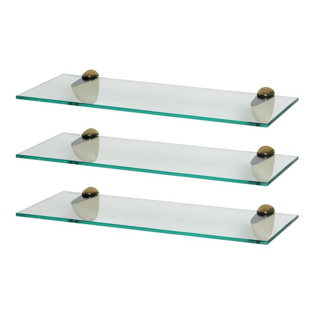 Harbour Housewares 3x Floating Glass Shelves - 50cm - Bathroom Shower Storage Display in Gold - image 1