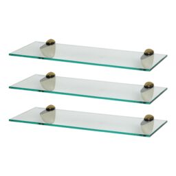 Harbour Housewares 3x Floating Glass Shelves - 50cm - Bathroom Shower Storage Display in Gold