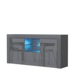 Creative Furniture Aurora Sideboard 145cm - Dark Grey with Gloss Doors & LED Lights - thumbnail 8