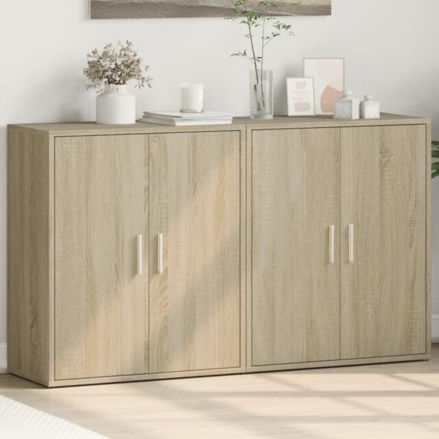 Berkfield Home Sideboards 2 pcs Sonoma Oak 60x31x70 cm Engineered Wood in Brown - Size: 60 x 31 x 70 cm - image 1