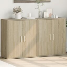 Berkfield Home Sideboards 2 pcs Sonoma Oak 60x31x70 cm Engineered Wood in Brown - Size: 60 x 31 x 70 cm - thumbnail 1
