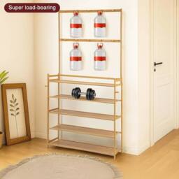 EONLION ‎90 x 25 x 160 cm Coat Rack Entryway Coat Rack with Hooks in Light Oak - Size: 500mm - thumbnail 3