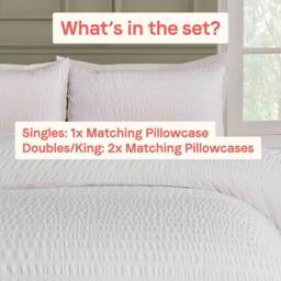 Rapport Home Seersucker Polycotton Luxury Duvet Cover Set with Pillowcase in White - Size: Double - thumbnail 4