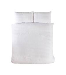 Rapport Home Seersucker Polycotton Luxury Duvet Cover Set with Pillowcase in White - Size: Double - thumbnail 5