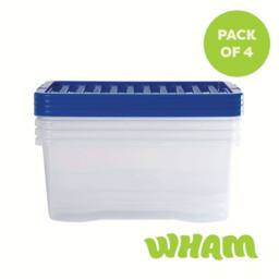 Wham Crystal 45L Clear Box & Stronger Lid PK4 in Blue - thumbnail 5