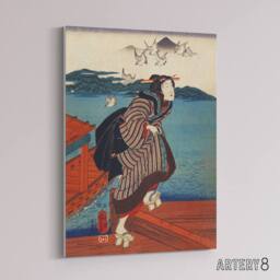 "Artery8 Young Woman at Sanbashi Pier Kuniyoshi Canvas Wall Art Print - Size: W18"" x H24""" - thumbnail 2