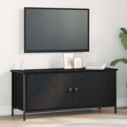 Berkfield Home Black Oak TV Stand Black oak Particle board, Metal 102 x 35 x 45 cm - thumbnail 2
