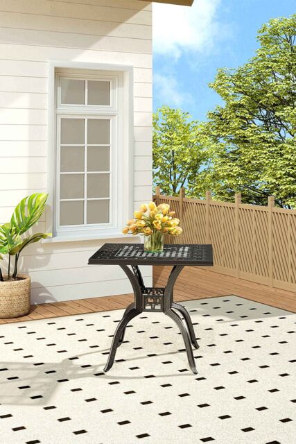 Living and Home Square Aluminum Outdoor Garden Dining Table in Black - image 1