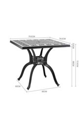 Living and Home Square Aluminum Outdoor Garden Dining Table in Black - thumbnail 6