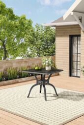 Living and Home Square Aluminum Outdoor Garden Dining Table in Black - thumbnail 2