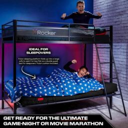 X Rocker Stronghold High Sleeper Bunk Bed with Double Futon / Sofa Bed in Black - Size: Single - thumbnail 3