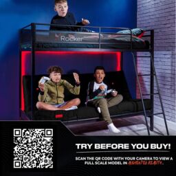 X Rocker Stronghold High Sleeper Bunk Bed with Double Futon / Sofa Bed in Black - Size: Single - thumbnail 4