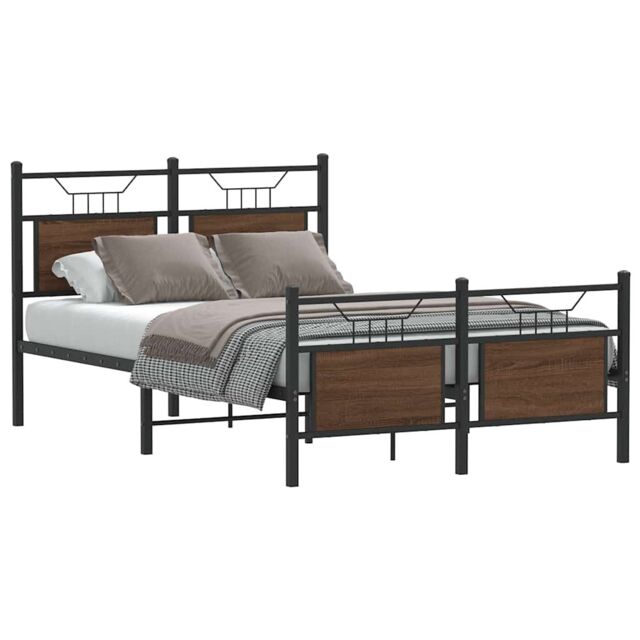 Berkfield Home Bed Frame without Mattress Brown Oak 120x190 cm Small Double Engineered Wood - image 1