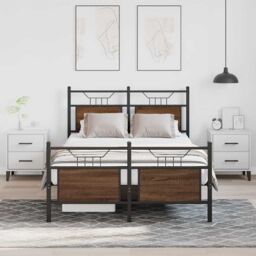 Berkfield Home Bed Frame without Mattress Brown Oak 120x190 cm Small Double Engineered Wood - thumbnail 4
