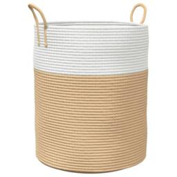 Berkfield Home Storage Basket Beige & White √ò38x46 cm Cotton - Size: 38x46 cm