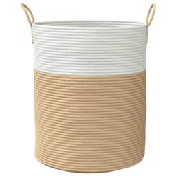 Berkfield Home Storage Basket Beige & White √ò38x46 cm Cotton - Size: 38x46 cm - thumbnail 4