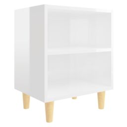 Berkfield Home Bed Cabinets Solid Wood Legs 2 pcs High Gloss White 40x30x50 cm - Size: 40 x 30 x 50 cm - thumbnail 4