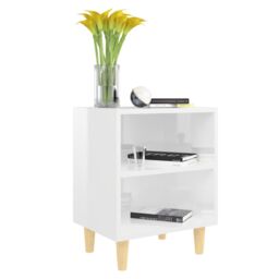 Berkfield Home Bed Cabinets Solid Wood Legs 2 pcs High Gloss White 40x30x50 cm - Size: 40 x 30 x 50 cm - thumbnail 3