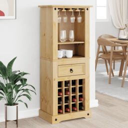 Berkfield Home Wine Rack Corona 56x35x120 cm Solid Wood Pine in Brown - Size: 56 x 35 x 120 cm - thumbnail 3