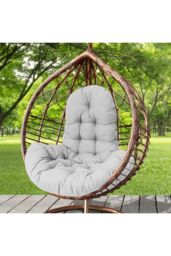 Living and Home Outdoor T-Shaped Egg Chair Cushion Hanging Swing Chair Pad, Light Grey - thumbnail 1
