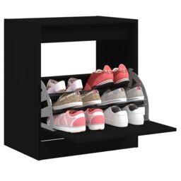 Berkfield Home Shoe Cabinet Black 60x42x69 cm Engineered Wood - Size: 60 x 42 x 69 cm - thumbnail 1