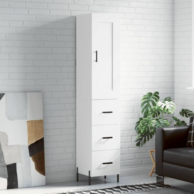 Berkfield Home Highboard White 34.5x34x180 cm Engineered Wood - image 1