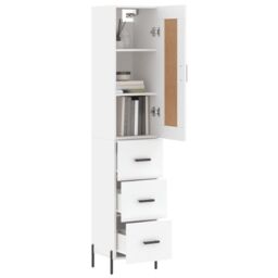 Berkfield Home Highboard White 34.5x34x180 cm Engineered Wood - thumbnail 3