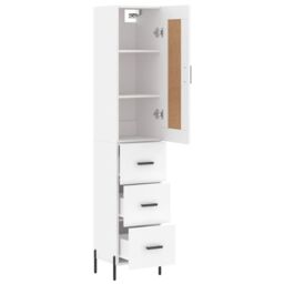 Berkfield Home Highboard White 34.5x34x180 cm Engineered Wood - thumbnail 4