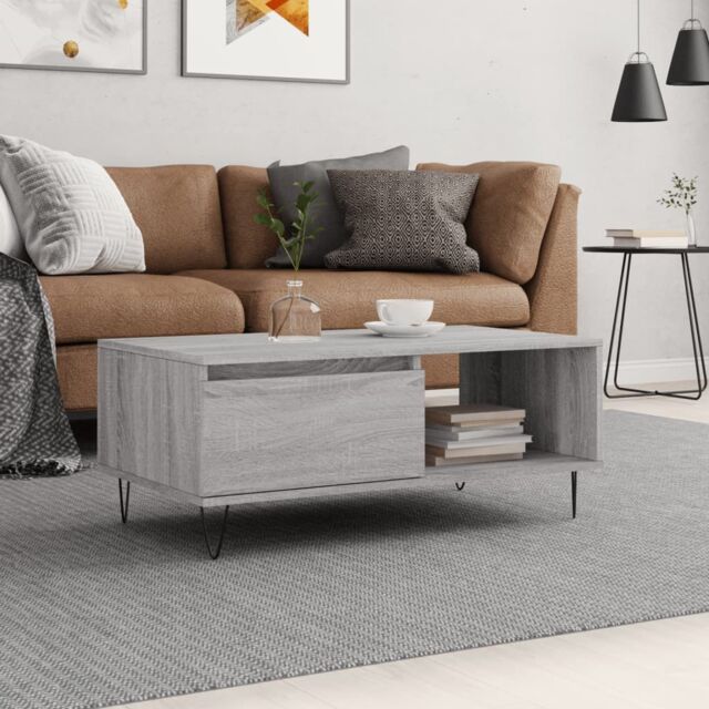 Berkfield Home Coffee Table Grey Sonoma 90x50x36.5 cm Engineered Wood - image 1