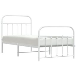 Berkfield Home Metal Bed Frame with Headboard & Footboard White 90x200 cm - thumbnail 3