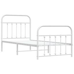 Berkfield Home Metal Bed Frame with Headboard & Footboard White 90x200 cm - thumbnail 5