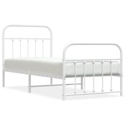 Berkfield Home Metal Bed Frame with Headboard & Footboard White 90x200 cm - thumbnail 2