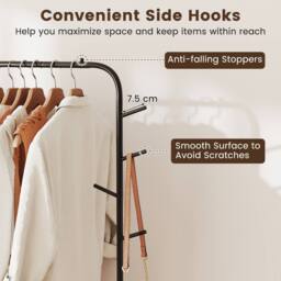 Costway Heavy Duty Clothes Rack Metal Garment Wardrobe Rack in Black - thumbnail 6