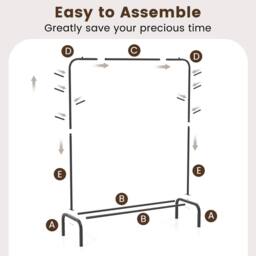 Costway Heavy Duty Clothes Rack Metal Garment Wardrobe Rack in Black - thumbnail 7