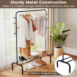 Costway Heavy Duty Clothes Rack Metal Garment Wardrobe Rack in Black - thumbnail 5
